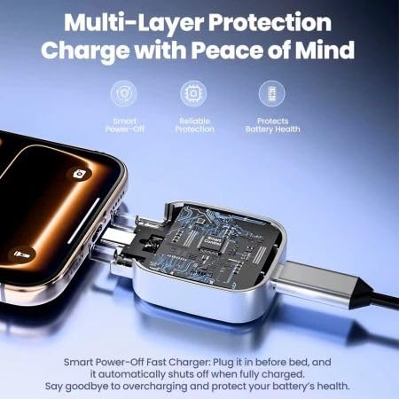Smart Auto Stop Charge Smart Charger, 140W Auto Cut-Off Charger Protector with AI Full-Charge Disconnect, Prevent Battery Aging and Extend Equipment Lifespan for Type C Cable Phone Laptop