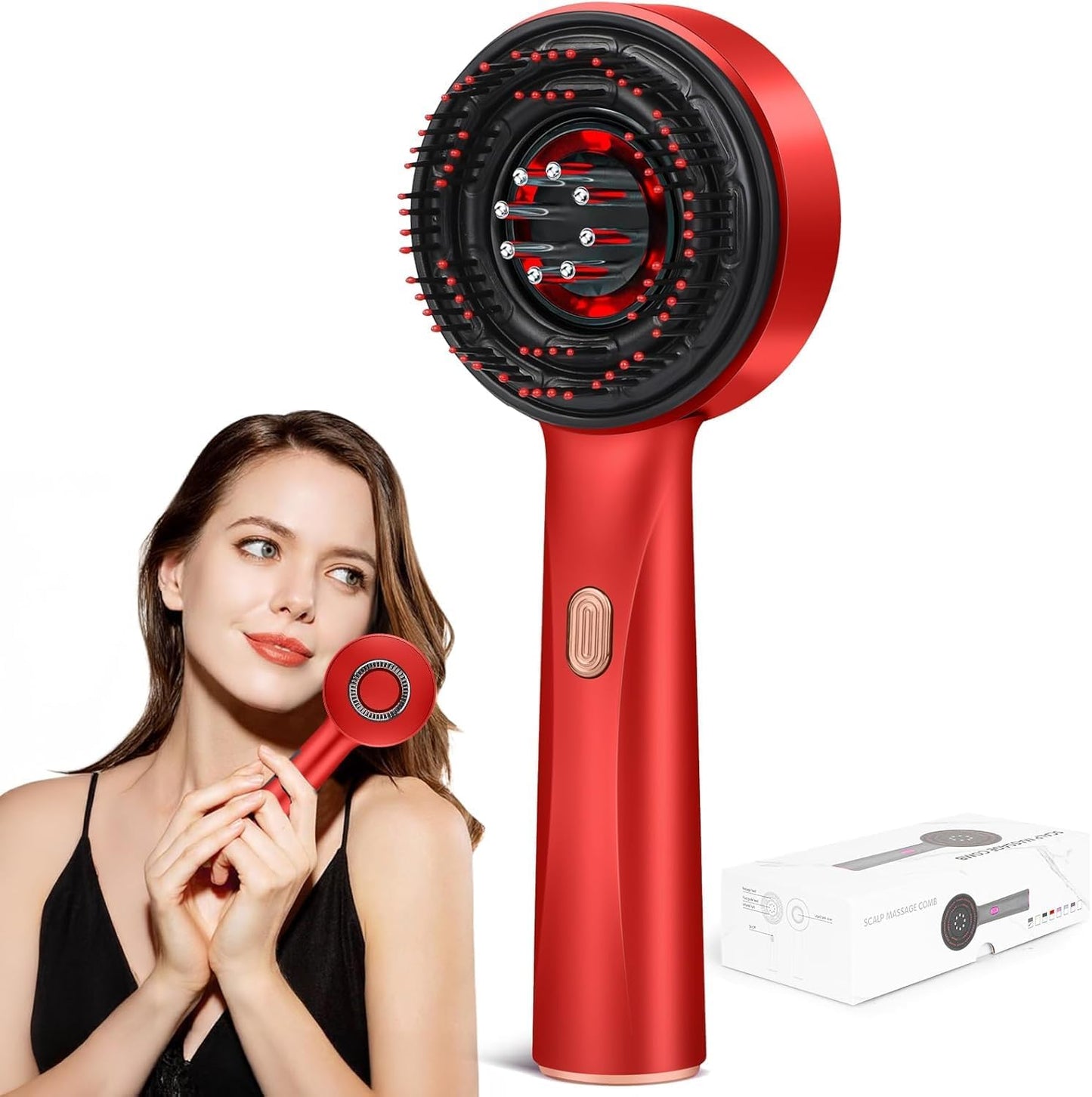 Premium Head Scalp Electric Massager Comb | Scalp Massaging Brush with 2 In 1 Hair Oil Applicator | IPX7 Waterproof,Portable Deep Massager For Hair & Head Relaxation at Home | S