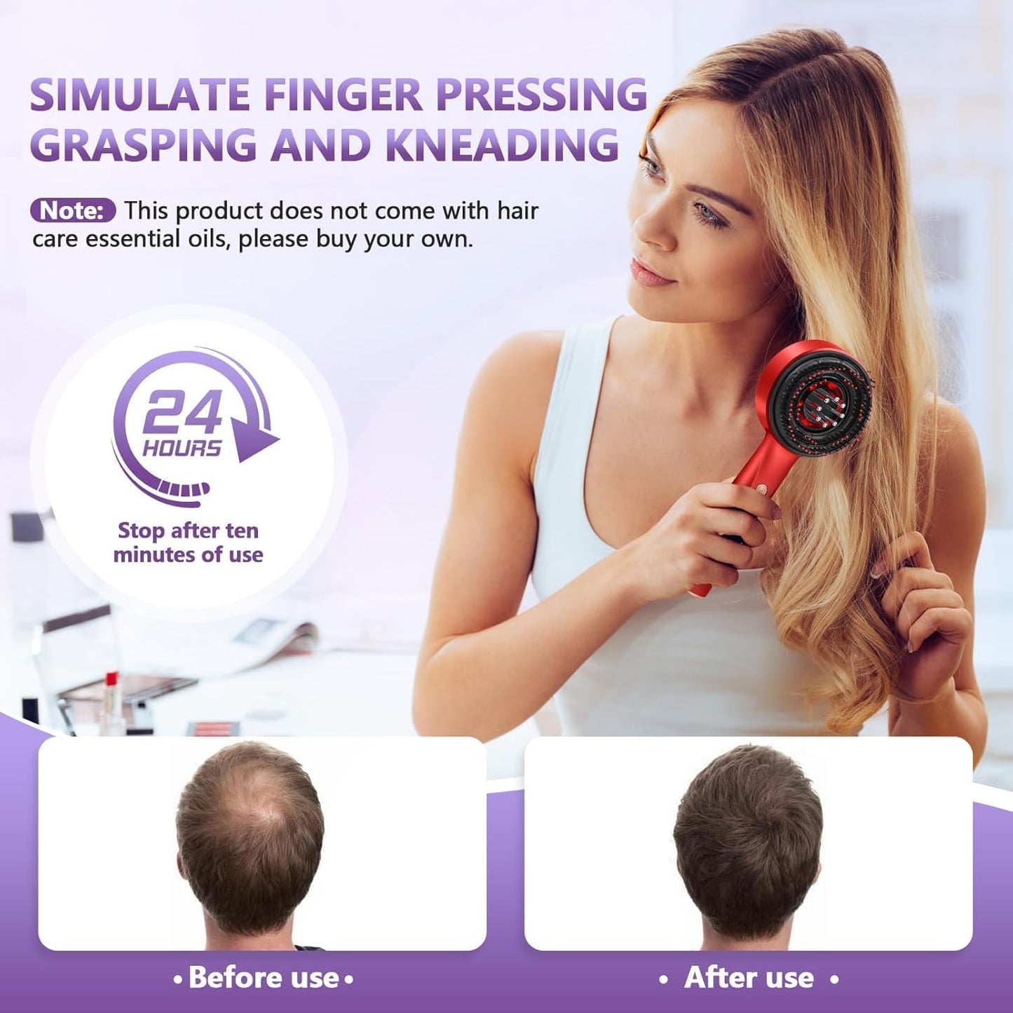 Premium Head Scalp Electric Massager Comb | Scalp Massaging Brush with 2 In 1 Hair Oil Applicator | IPX7 Waterproof,Portable Deep Massager For Hair & Head Relaxation at Home | S