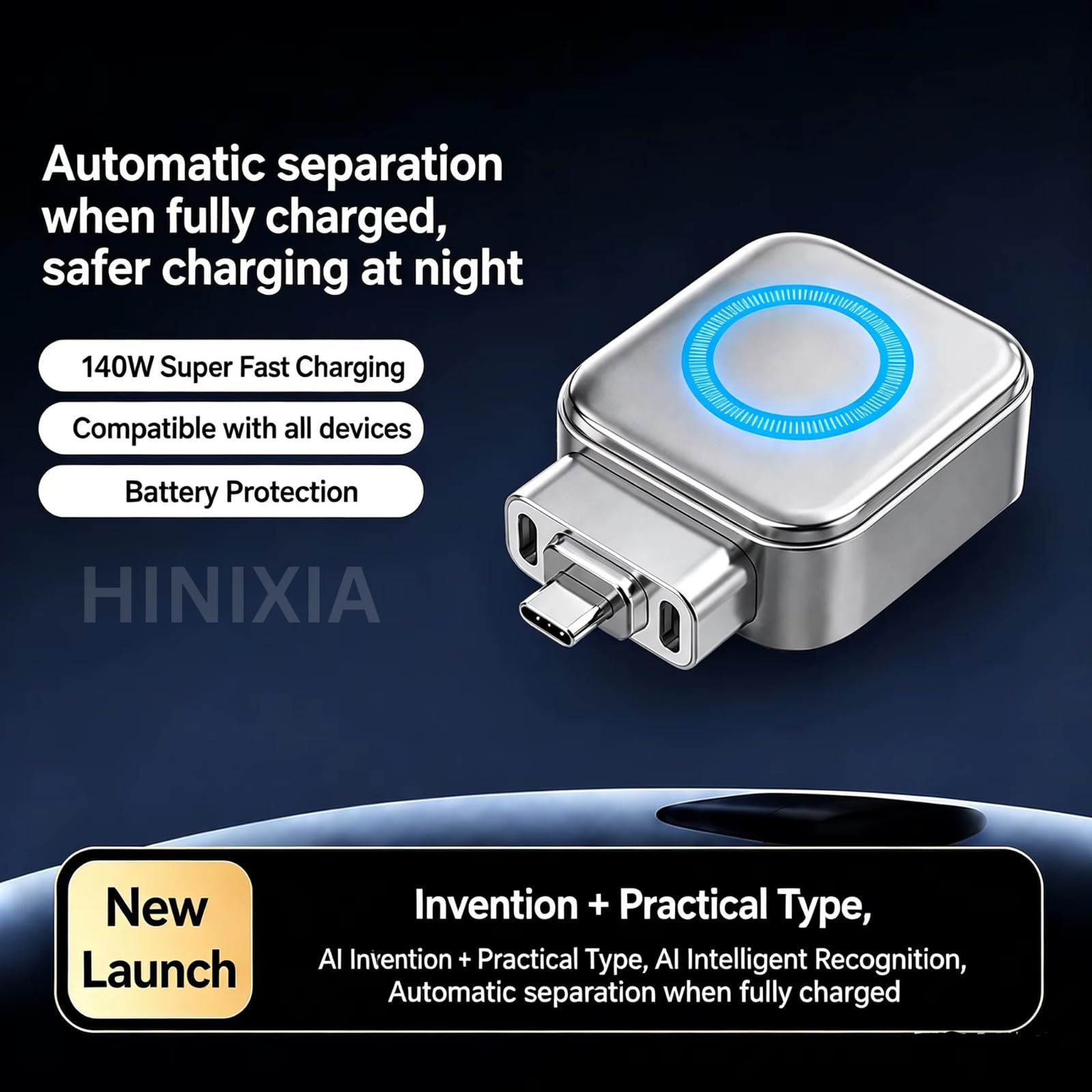 Smart Auto Stop Charge Smart Charger, 140W Auto Cut-Off Charger Protector with AI Full-Charge Disconnect, Prevent Battery Aging and Extend Equipment Lifespan for Type C Cable Phone Laptop