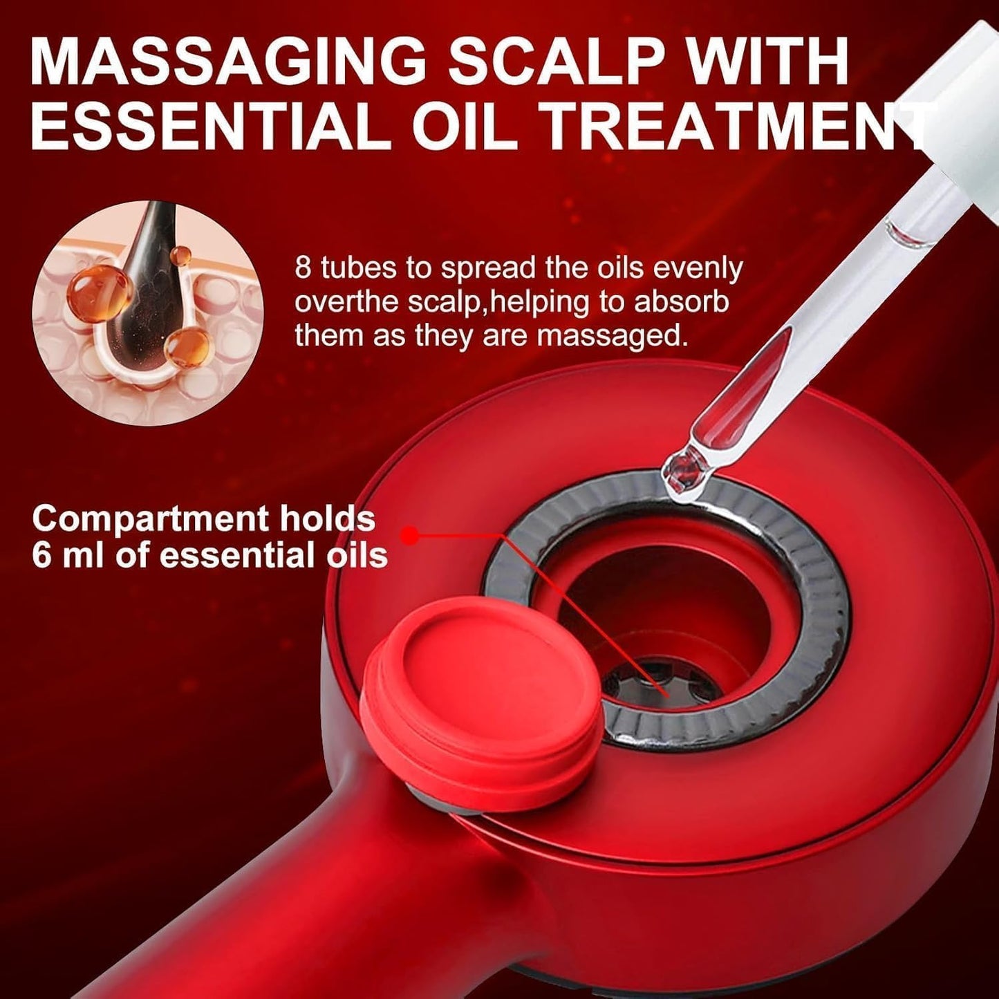 Premium Head Scalp Electric Massager Comb | Scalp Massaging Brush with 2 In 1 Hair Oil Applicator | IPX7 Waterproof,Portable Deep Massager For Hair & Head Relaxation at Home | S