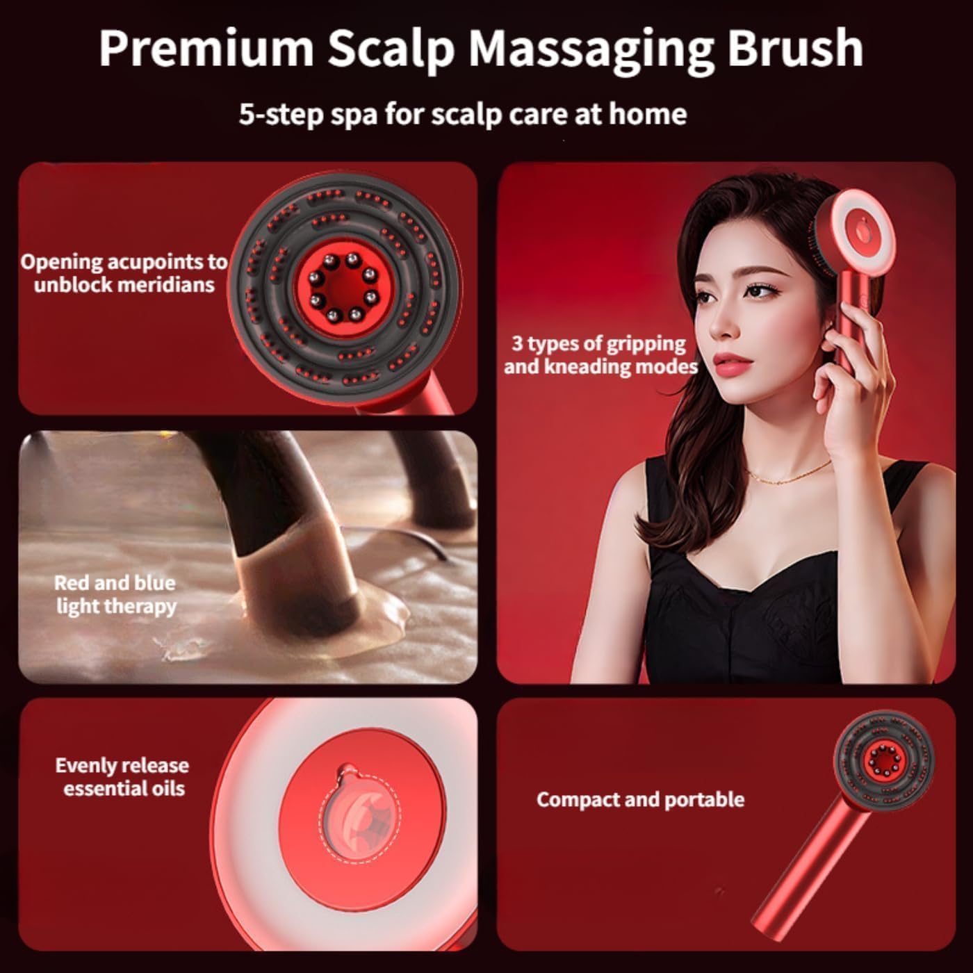 Premium Head Scalp Electric Massager Comb | Scalp Massaging Brush with 2 In 1 Hair Oil Applicator | IPX7 Waterproof,Portable Deep Massager For Hair & Head Relaxation at Home | S