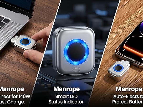 Smart Auto Stop Charge Smart Charger, 140W Auto Cut-Off Charger Protector with AI Full-Charge Disconnect, Prevent Battery Aging and Extend Equipment Lifespan for Type C Cable Phone Laptop